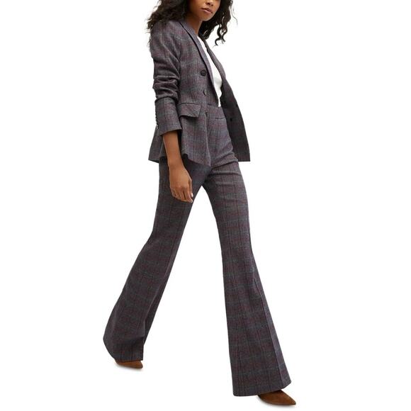 NWT Veronica Beard Lebone Flare Leg Pant Trouser in Plaid Size 4 Wool Blend $478 - Picture 1 of 14